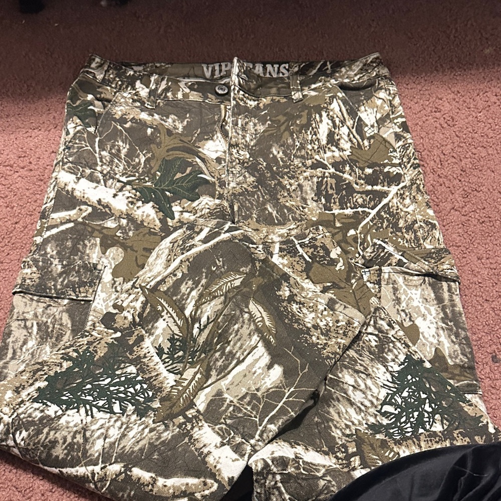 VIP Women's Cargo Jeans - Brown and Green Camouflage